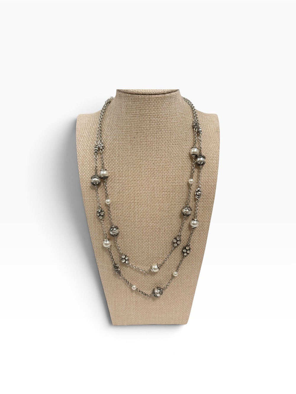 Brighton Atma Pearl Long Silver Crystal pearl Necklace